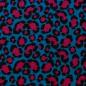 Preview: Double Slub Musselin Katrin, Türkis mit Leoprint in Schwarz und Korallpink