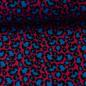 Preview: Double Slub Musselin Katrin, Korall-Pink mit Leoprint in Schwarz und Petrol