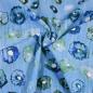 Preview: Baumwolle mit Leinenstruktur, aquarellierte  Blüten auf hellblau