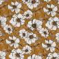 Preview: Viskosewebware Big white Roses by Christiane Zielinski, Blumendesign in camel/ocker