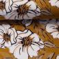 Preview: Viskosewebware Big white Roses by Christiane Zielinski, Blumendesign in camel/ocker