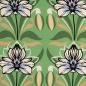 Preview: Viskose Satin - Blumen auf Grün