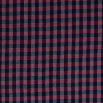 Baumwoll-Flanell Maverick, Karo, 1 x 1,2cm, rot/dunkelblau