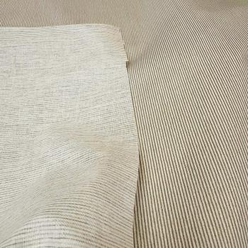 Baumwollstoff – feine Streifen Beige auf Weiß