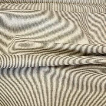 Baumwollstoff – feine Streifen Beige auf Weiß