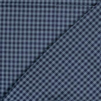 Preview: Feiner Seersucker Stoff in Marine/Jeansblau mit Karo