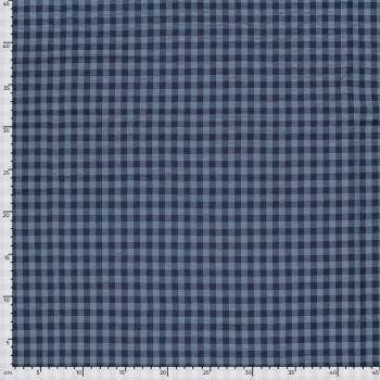 Feiner Seersucker Stoff in Marine/Jeansblau mit Karo