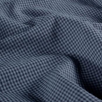 Seersucker Marine/Jeansblau kleines Karo – leichter Stoff