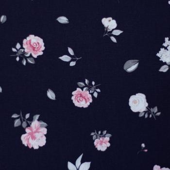 Baumwoll-Webware Rose, Rosen, dunkelblau
