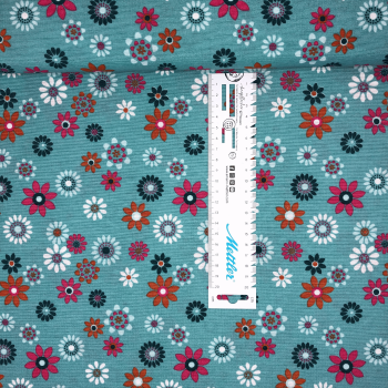 Canvas „Blooming Breeze“ – bunte Blüten auf Türkis