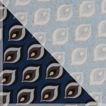 Baumwoll-Jersey mit Retro-Flammen auf blau