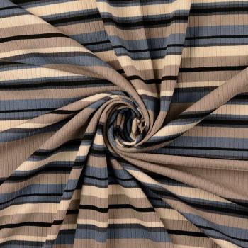 Preview: Heavy Knit Strickstoff ColorLine – Beige Natur Graublau Schwarz