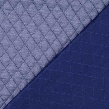 Vintage Jacquard Jersey mit Steppung, uni, melange, jeansblau