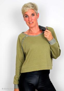 Pullover Jacquard Jersey grau/olivgrün