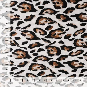 Rayon Spun Satin Print, Leopard Sand