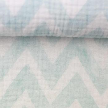 Musselin Tea - Chevron-Design in Hellblau-Mint
