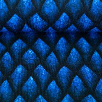 Preview: Davos Sweat Blau – Drachenschuppen Stoff angeraut, weicher Baumwoll‑Sweat für Hoodies & Kostüm