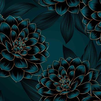 Alpenfleece Isla, florales Design, petrol