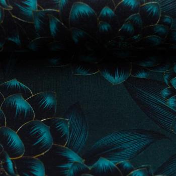 Alpenfleece Isla, florales Design, petrol