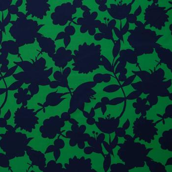 Viskose Webware Happy Flowers by Cherry Picking, Grün mit Dunkelblau