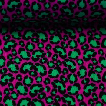 Viskosewebware Ann, Leoprint in Schwarz und Grün