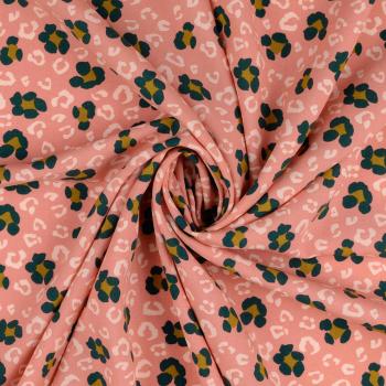 Viskose Popeline - Leo-Print, altrosa