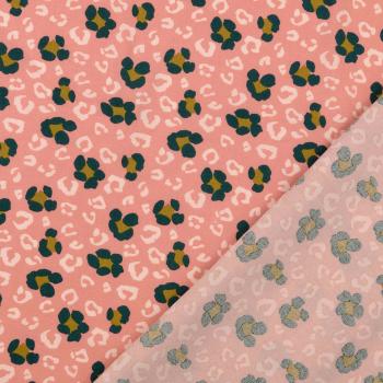 Viskose Popeline - Leo-Print, altrosa 
