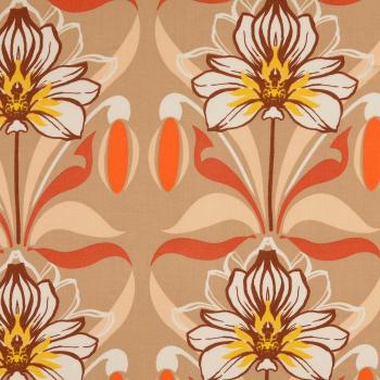 Viskose Satin - Blumen auf Beige