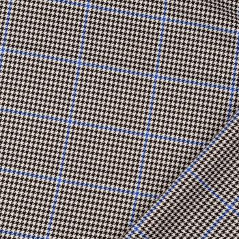 Viskose Webware Hahnentritt, schwarz/weiß/blau