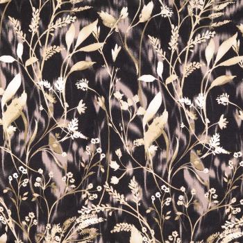 Viskose Twill-Webware, Gräser-Design in anthrazit-beige
