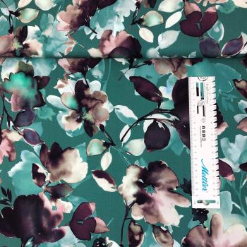 Viskose- Twill mit Wildrosen