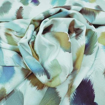 Preview: Viskose Popeline Stretch – Watercolor Kreise auf Mint