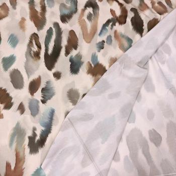 Preview: Viskose Popeline Stretch – Watercolor Kreise auf Hellbeige