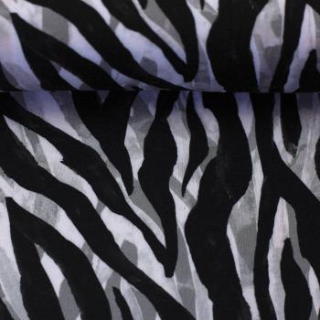 Viskose-Webware Mailand - Tigermuster - schwarz/grau auf weiß