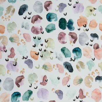 Viskose-Webware Marseille - unregelmäßige Watercolor Dots,  multicolor auf Ecru