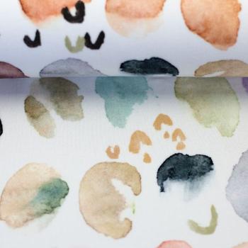 Viskose-Webware Marseille - unregelmäßige Watercolor Dots,  multicolor auf Ecru