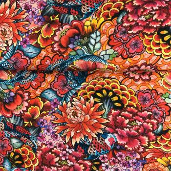 Viskose-Webware im orientalischen Stil, rot bunt