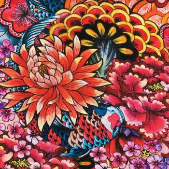 Viskose-Webware im orientalischen Stil, rot bunt