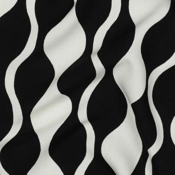 Viskose, Lenzing EcoVero, abstraktes Design Schwarz/Ecru