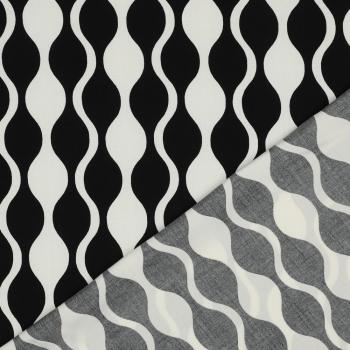 Viskose, Lenzing EcoVero, abstraktes Design Schwarz/Ecru