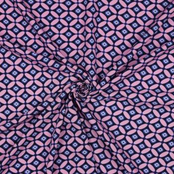 Viskose, Lenzing EcoVero, retro Design Navy/Light Pink