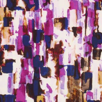 Moderne Viskose mit abstraktem Digitaldruck in Violett/Bunt