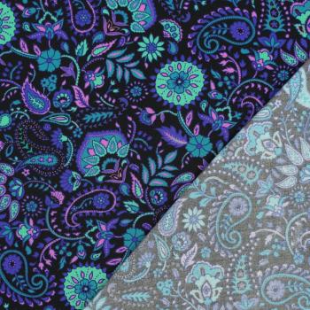 Viskose, Lenzing EcoVero, Paisley auf Schwarz