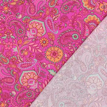 Viskose, Lenzing EcoVero, Paisley auf Fuchsia