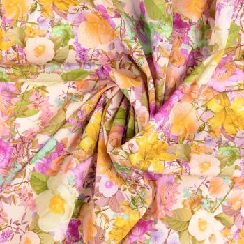 Baumwoll Satin Stretch im blumigen Digitaldruck