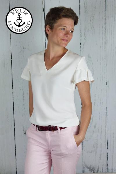 Nähbeispiel Volant Bluse lillesol women Nr. 35