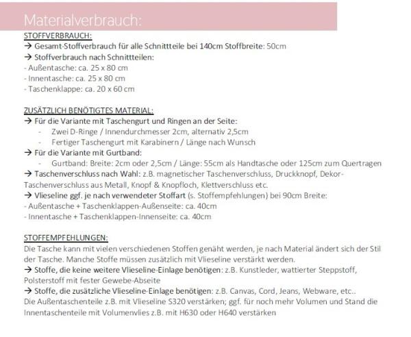 Papierschnittmuster Handtasche Coveta