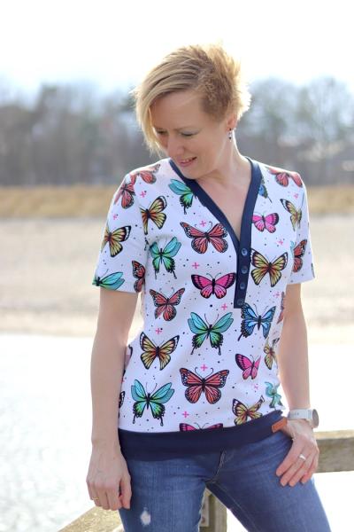 Nähbeispiel Shirt mit Knopfleiste lillesol women Nr. 53