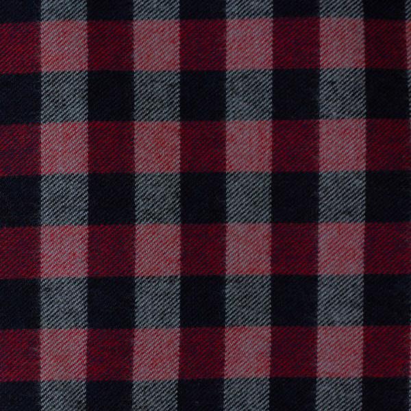 Baumwoll-Flanell Maverick, Karo, 1 x 1,2cm, rot/dunkelblau