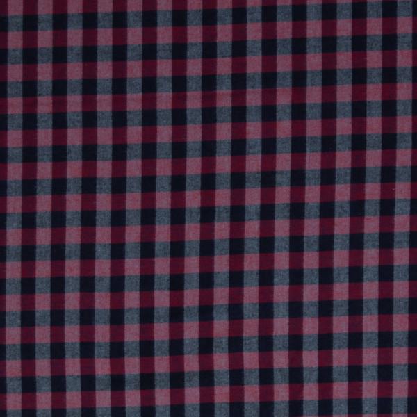 Baumwoll-Flanell Maverick, Karo, 1 x 1,2cm, rot/dunkelblau